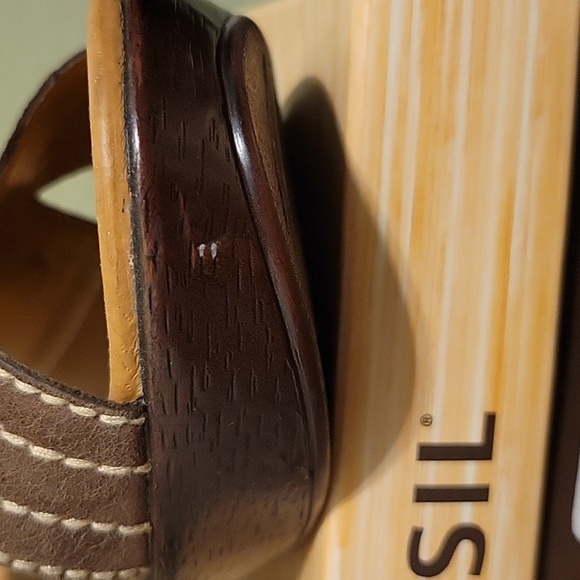 Fossil Maxine brown leather wedge sandals - Picture 6 of 7